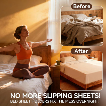 Bed Sheet Holders Heavy Duty Straps Grippers 4Pack | Universal fit for all mattress sizes with fabric-safe clamps to keep sheets locked and damage-free