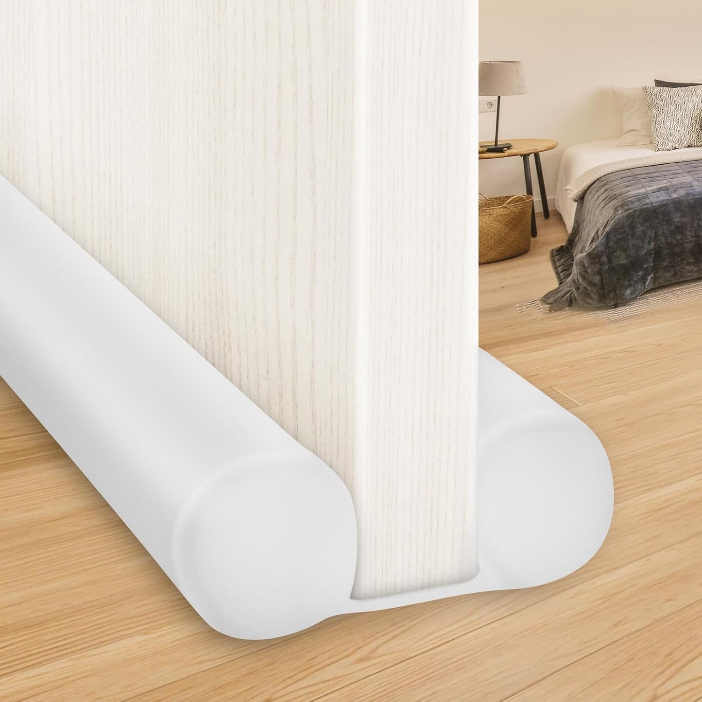 MAXTID Large Door Draft Stopper 30 Inch for Small Bedroom, Fits 1.7" Gaps | Small Size Bedroom Door, Fits 0.5 to 1.7" Gaps, White Under Door Draft Blocker, Seal Gap, Draft Guard for Bottom of Doors