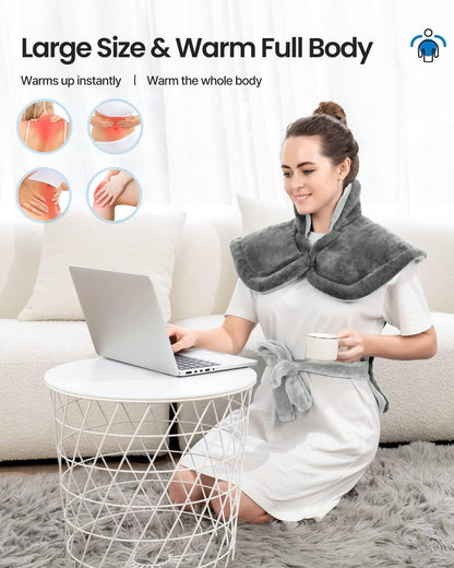 RENPHO Electric Heating Pad - 6 Heat Levels for Neck Shoulder and Back, Birthday Gifts for Women Men Mom Dad, Weighted Pad for Snug Fit, ETL Safety Certified, FSA Eligible, 24"x33" Gray