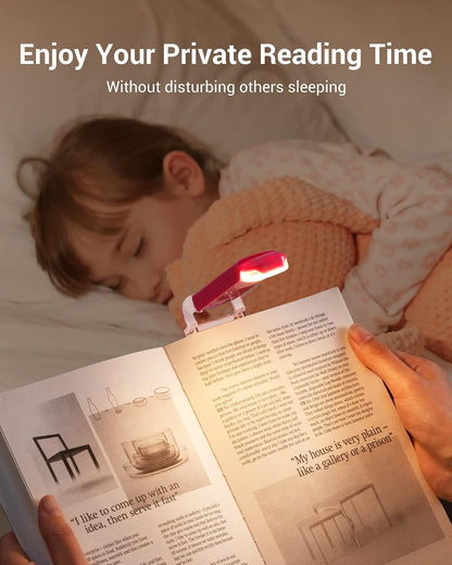 DEWENWILS USB Rechargeable Book Reading Light, 3000K Warm White, Brightness Adjustable Clip on LED Bookmark Lamp at Night in Bed, Portable Booklight for Bookworms, Kids