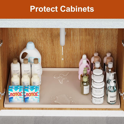 34" x 22" Extra Thick Silicone Mat Waterproof with Raised Edge, | Under Sink Mat for Kitchen & Bathroom, Kitchen Cabinet Liner, Multi-Purpose for Storage & Protection