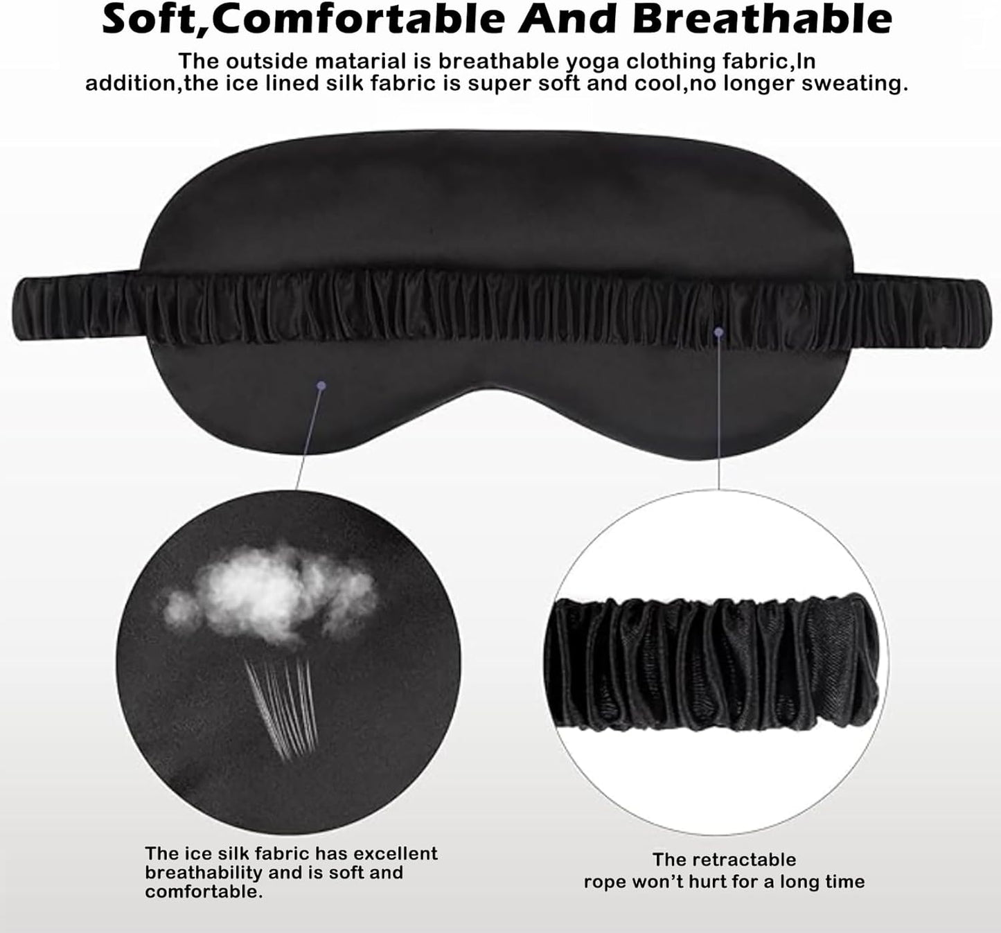 6PACK Silk Sleep Mask Satin Eye Masks Blackout Silky Eyeshade Cover Soft Blindfold Eyeshades for Women Sleeping Travel Gift