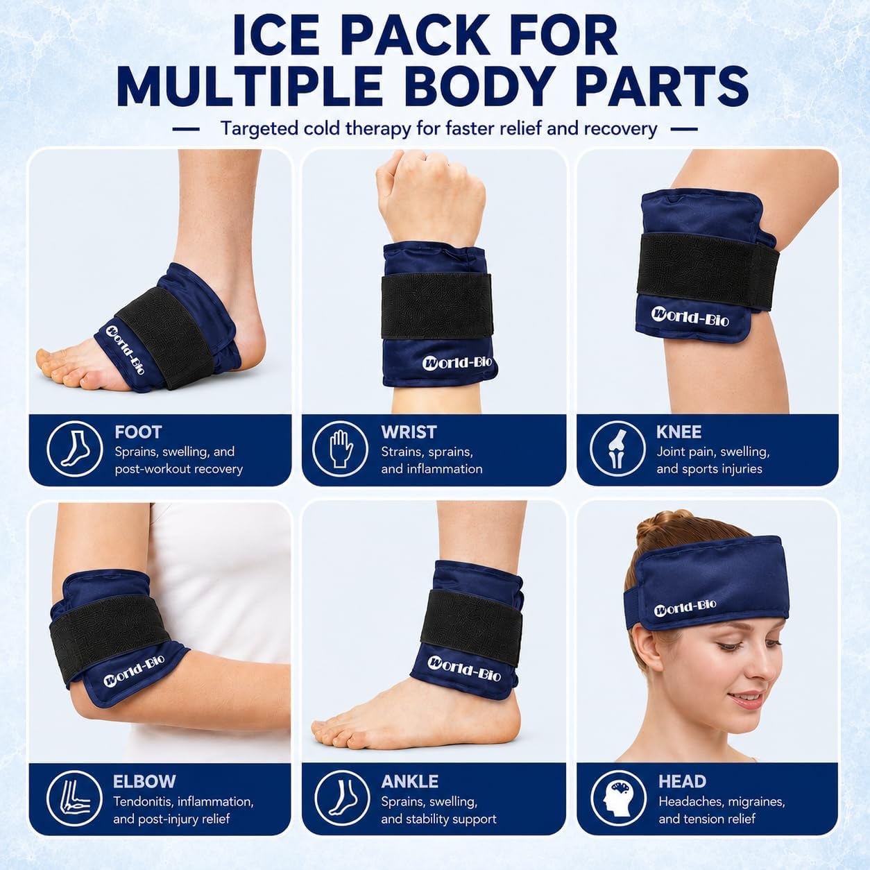 Gel Soft Flexible Ice Packs for Injuries, Reusable Cold Pack, Hot Cold Compress for Joint&Muscle Pain, Surgery Recovery, Inflammation, Swelling, Face, Head, Wrist, Ankle&Foot Injury, 4 Pack-5.1"x6.3"
