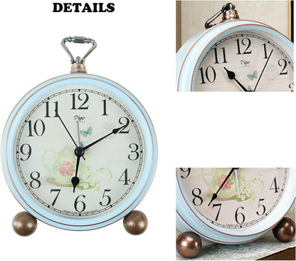 Maxspace 5.2in Analog Clock, Retro Silent Desk Clock Non-Ticking & Battery Operated with Quartz Movement,Clock Decor for Bedroom Living Room