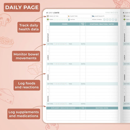 Clever Fox Food Sensitivity Journal & Symptom Diary, 8.5x11 Purple