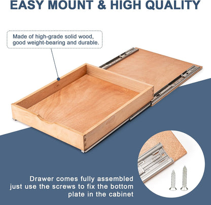 Pull Out Cabinet Drawers - 9x2 Size Options (10-29'W,18-21'D), Pre-Assembled with Soft Close Slides, Solid Beechwood, Easy Installation(10'W x 18'D)