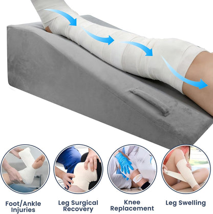 2 Adjustable Arc-Designed Leg Elevation Pillow for After Surgery – Knee Replacement Recovery Aid, Bone Foam Knee Surgery Pillow for Hip & Ankle Pain Relief