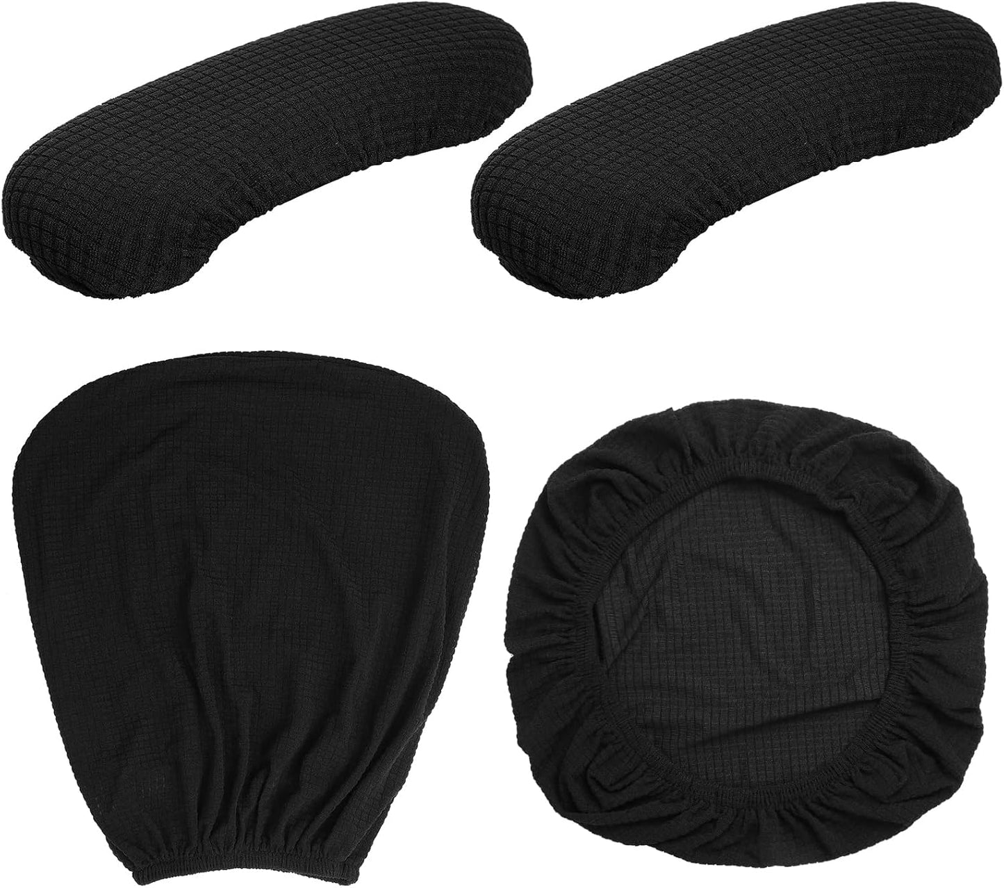 Tallew 4 Pcs Office Chair Covers Set Computer Universal Protective Stretchable Chair Seat Covers Desk Armrest Slipcovers Pads Office Cushion Backrest for Rotating (XL,Silver Gray)