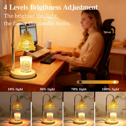 Fragrance Candle Warmer Lamp with 2 Bulbs Electric Candle Warmer with Timer & Dimmer for Home Decor
