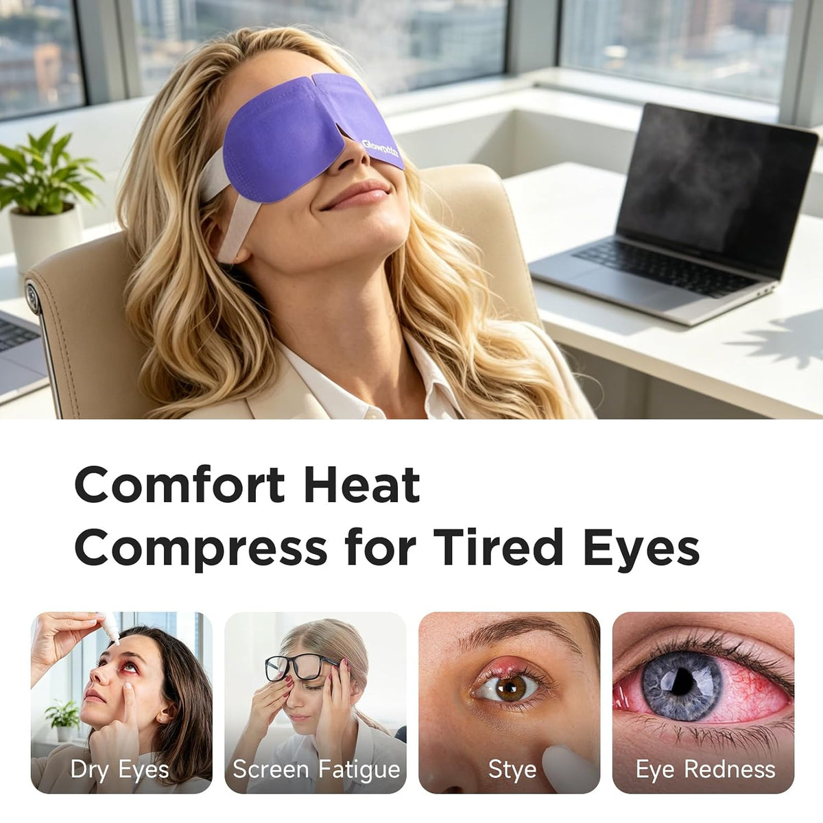 16 Pack Steam Eye Masks Disposable for Dry Eyes, Unscented