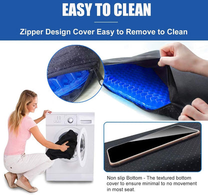 Gel Seat Cushion for Long Sitting - 1.65inch Double Thick Cooling Egg Cushion for Back, Hip, Sciatica, Coccyx, Tailbone Pain Relief - Office Chair Car Seat Cushion – Wheelchair Cushions