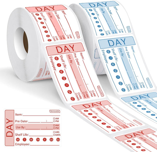 2 Rolls Freezer Labels, 600 Removable Food Date Stickers, 2 x 3 Inch