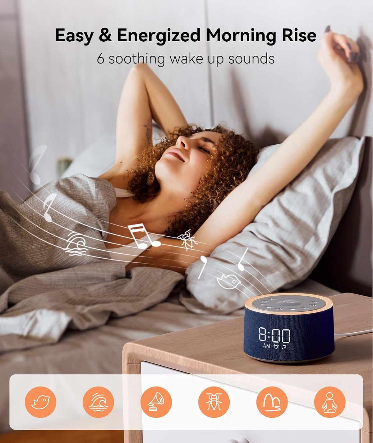 Dreamegg D1+ Sound Machine Alarm Clock, 29 Soothing Sounds with Night Light