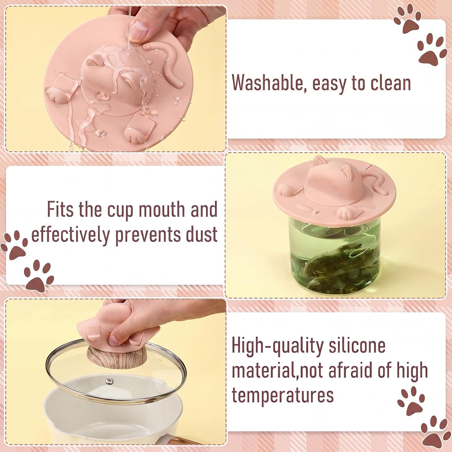 4 Pcs Tea Bag Squeezer 4 Inch Silicone Tea Bag Holder & Squeezer Dishwasher Safe Purple Cute Cat-shaped Cup Silicone Lids Warm Cover Supplies