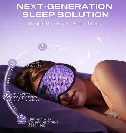Sleep Mask Headphones Bluetooth 5.4 with 3D Removable Hot & Cold Compress, TOPOINT Weighted Eye Mask Blackout Soft Cooling Breathable for Women Men Sleep Relax Eyes Migraine Office Travel, Purple