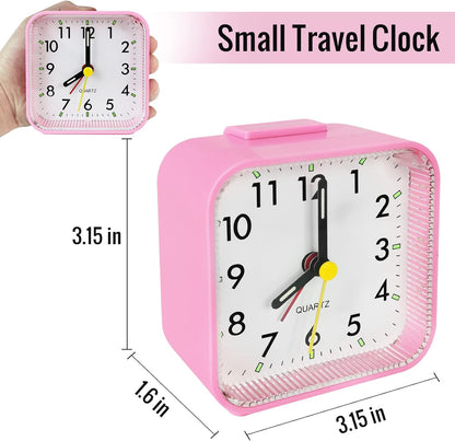 Lamisola Small Analog Travel Alarm Clock, Battery Operated Desk Table Shelf Clock for Kids, Quieter Bedside Alarm Clocks for Bedrooms Bathroom Living Room Kitchen, Black