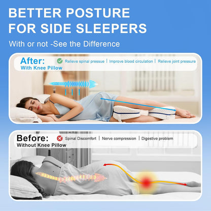 BEAUTRIP Leg Pillow | Ergonomic Side Sleeping Pillows | Memory Foam Knee Pillow with Strap for Side Sleeper | Leg Support Cushion with Removable and Washable Cover