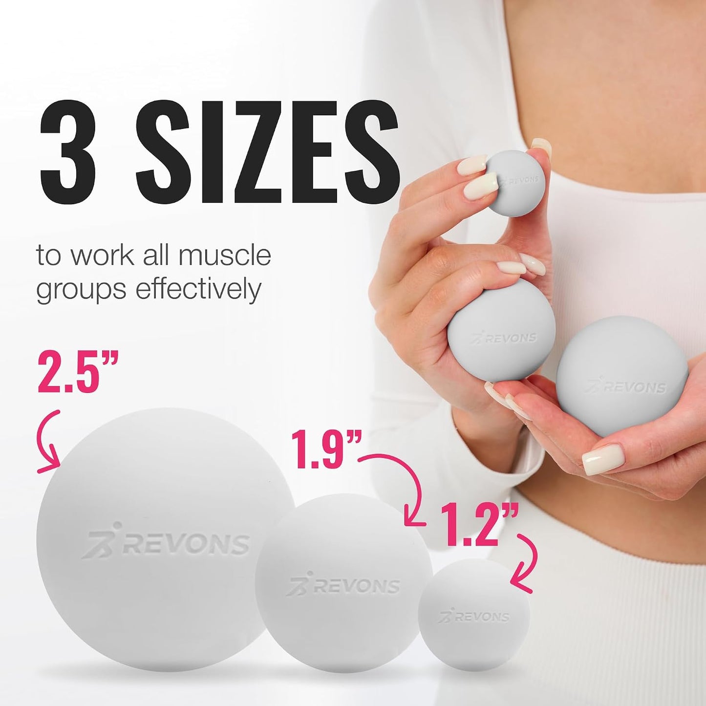 3 in 1 Massage Ball Set - Lacrosse Balls for Myofascial Release, Back Pain Relief, Face Fitness, Trigger Points, Yoga, Physical Therapy, Muscle Recovery and Soft Deep Tissue Massage (Pink)