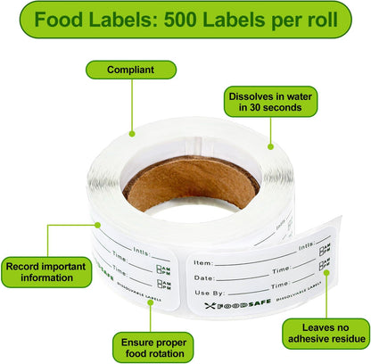 Outus 1500 Pcs Food Labels for Catering Food Date Storage Label 1" x 2" | Removable Freezer Labels for Containers Easy Remove, Food Safety Date Sticker for Kitchen Restaurant Home Supplies