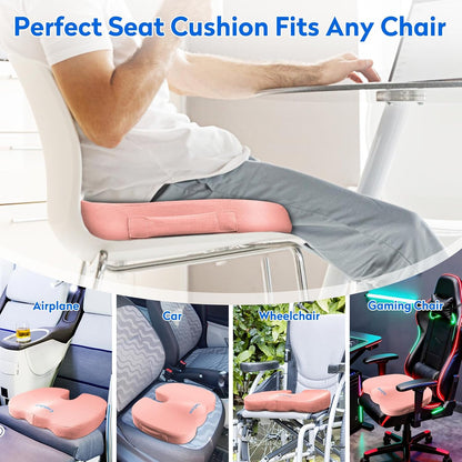 CushZone Seat Cushion Memory Foam Chair Pad for Office & Car, Black