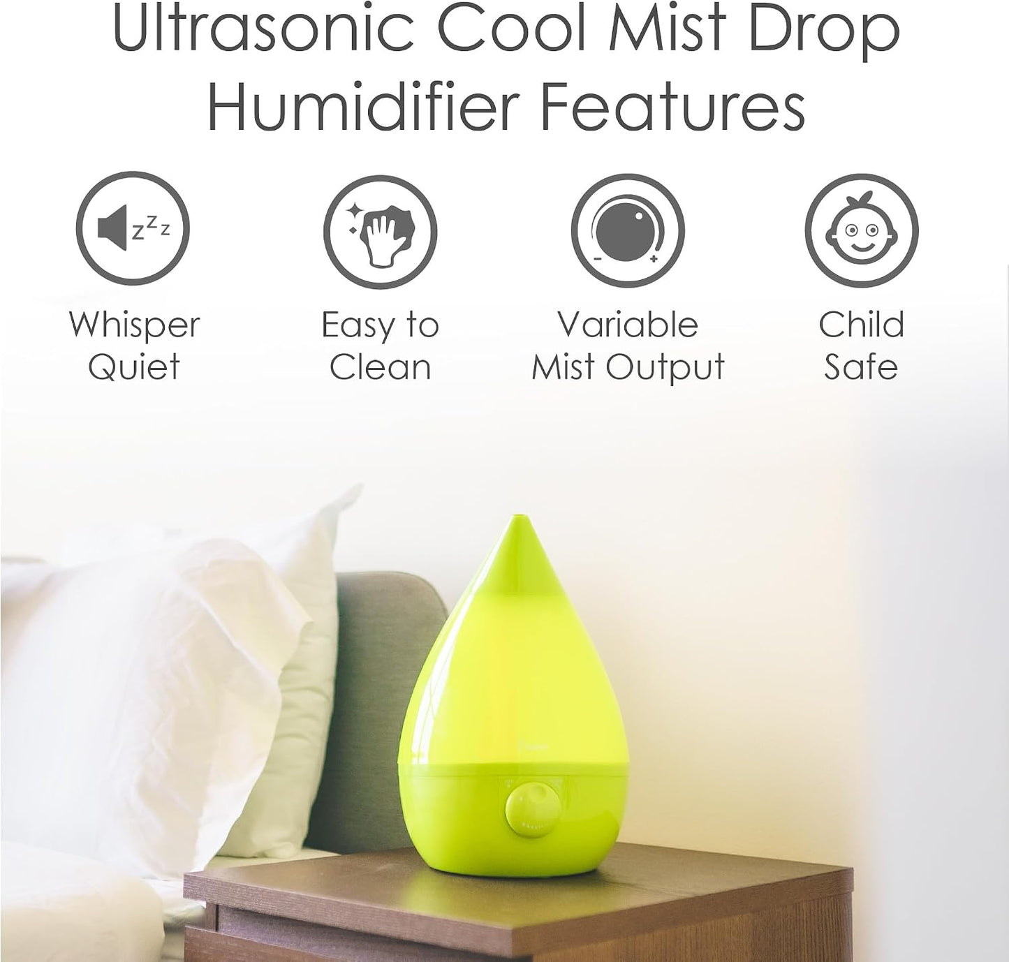 Crane Ultrasonic Cool Mist Humidifier for Bedroom, Baby Nursery, Kids Room, Plants, or Office, Large 1 Gallon Tank, Filter Optional, Blue and White