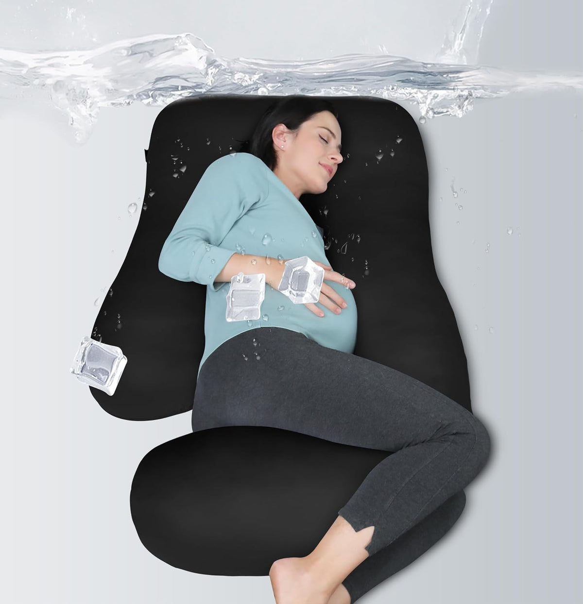 MOON PARK Pregnancy Pillows for Sleeping - 57 Inch U Shaped Full Body Maternity Pillow with Removable Cover - Support for Back, Legs, Belly, Hips - Pregnancy Pillow for Women - Grey