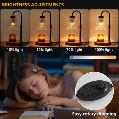 Candle Warmer Lamp with Timer and Dimmer,Electric Gold Light Gifts for Women Melt Wax Warmer Lamp with 2 Bulbs for Candle Jars House Warming New Home Decor Bedroom