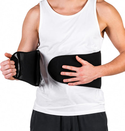 Cold and Hot Therapy Wrap, Black, Latex-Free, Non-Toxic, for Back, Abdomen, Hip, Sports Injury Prevention, Recovery (Back/Abdomen). kit Includes Flexible Gel Compress, Sleeve and Strap.