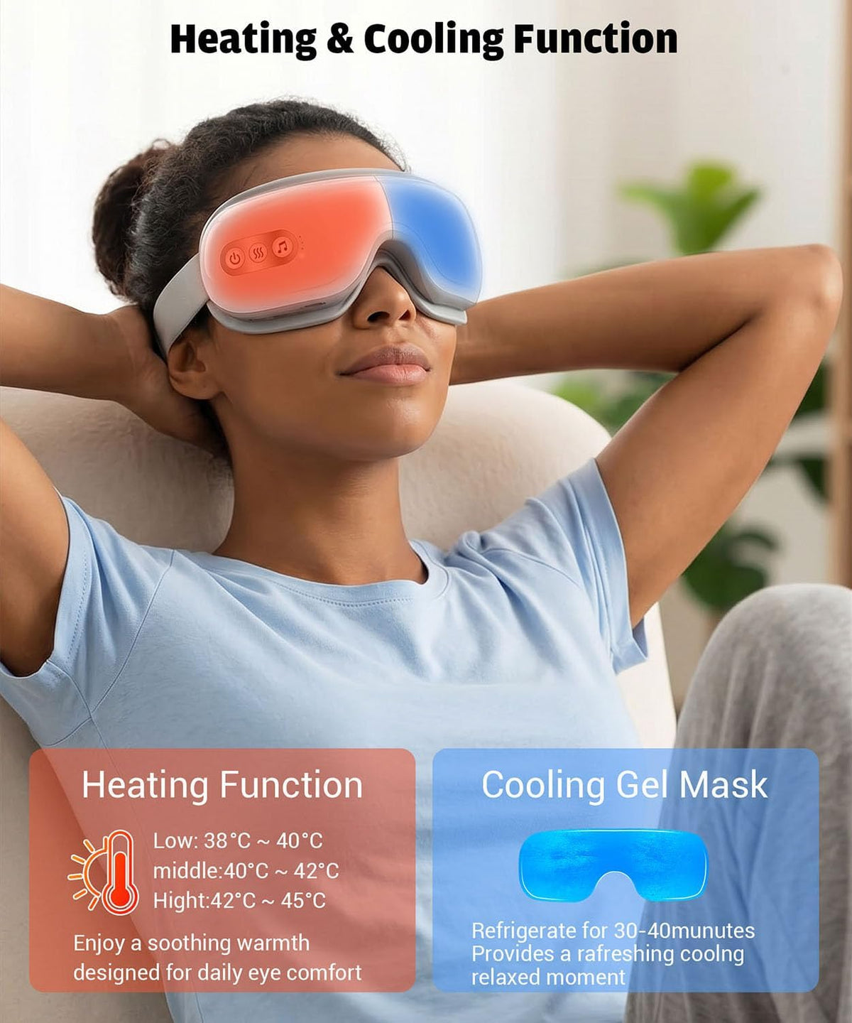 Eye Massager with Heat & Cooling, Cordless Relax Gift