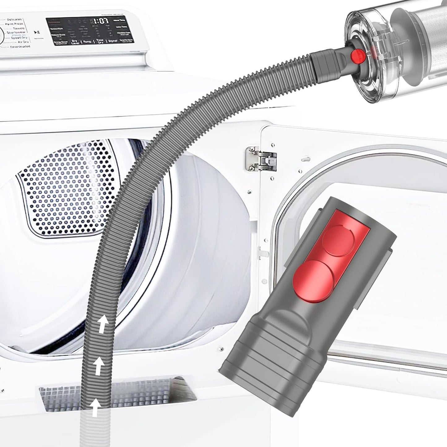 Sealegend Dryer Vent Cleaner Kit Compatible with Dyson Dryer Lint Vacuum Attachment for Dyson V7 V8 V10 V11 V12 V15 etc Cordless Vacuum Cleaner Removes Deep Lint | Gray Dryer Lint Trap Clean Hose Compatible with Dyson Dyson V7 V8 V10 V11 V12 V15 V15s
