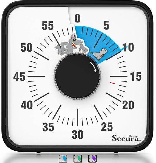 Secura Home 60-Minute Visual Timer, 7.5 Inch Oversize Countdown Timer Clock for Kids and Adults, Durable Mechanical Time Management Tool with Magnetic Backing （Sky Blue）