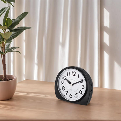Tinload 5.5" Large Analog Alarm Clock Silent Non Ticking, Gentle Wake, Beep Sounds, Increasing Volume, Battery Operated Snooze and Manual Light, Easy Set
