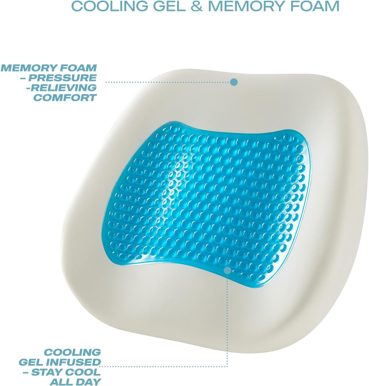 Skechers Seat Cushion Premium Gel & Memory Foam-Office Chair Cushion for Tailbone Pain Relief,Butt Pillow for Office Chair,Car seat Cushion,Long Sitting Office Workers,and Car Drivers,Black