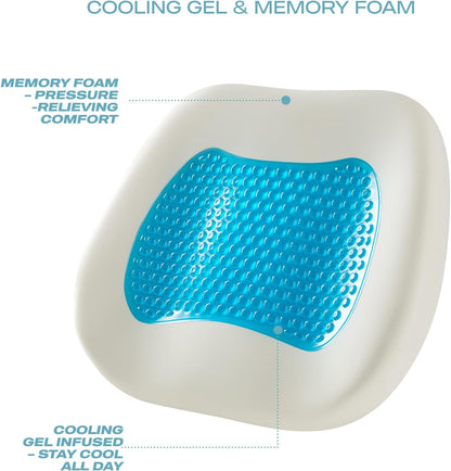 Skechers Seat Cushion Premium Gel & Memory Foam-Office Chair Cushion for Tailbone Pain Relief,Butt Pillow for Office Chair,Car seat Cushion,Long Sitting Office Workers,and Car Drivers,Black