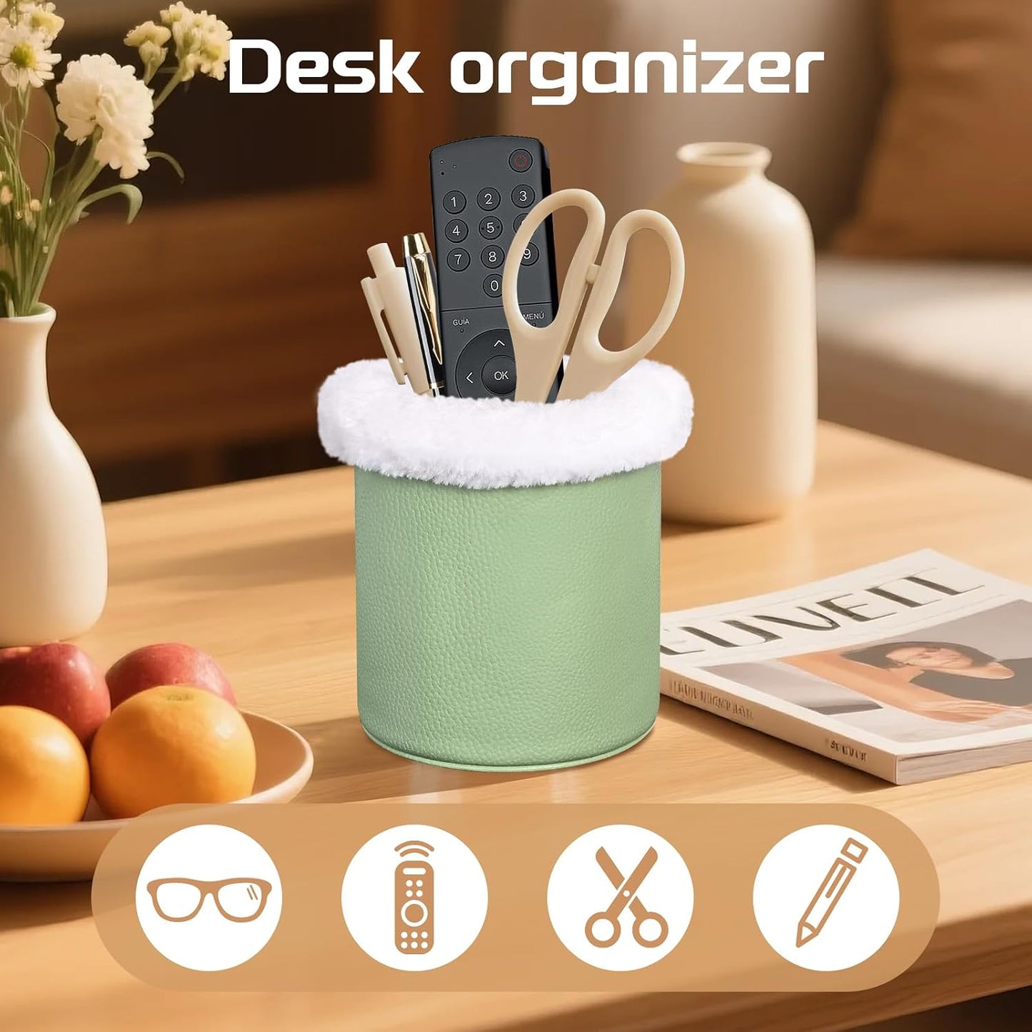 Plush Lined Glasses Holder,Protective Leather Eyeglass Case,Anti-Scratch Eyeglass Holder Stand for Nightstand,Office Desk,Ocean Blue