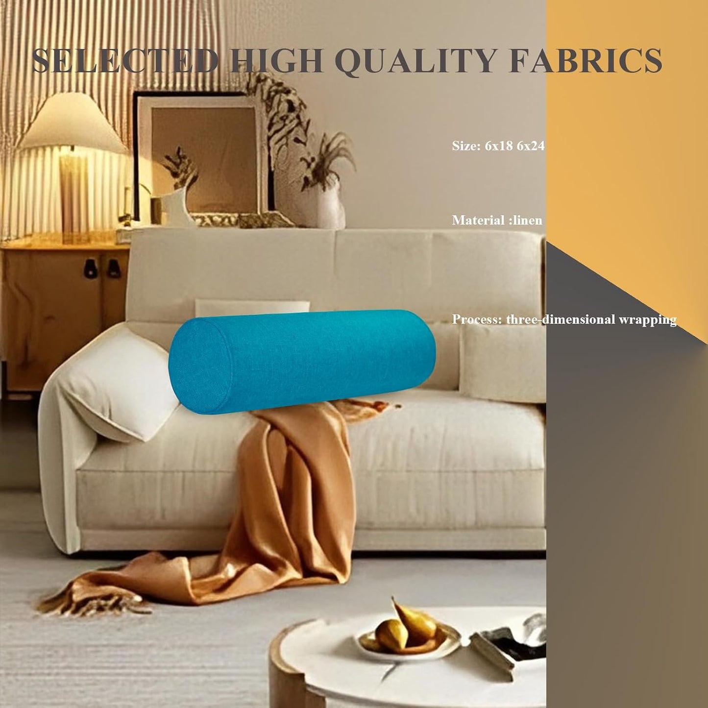 Tinbolunce Neck Roll Pillowcases with Zipper - Full Moon Bolster/Round Cylinder Pillow Case Cover for Bedroom, Living Room, Sofa - Solid Color Cervical Throw Pillow Covers