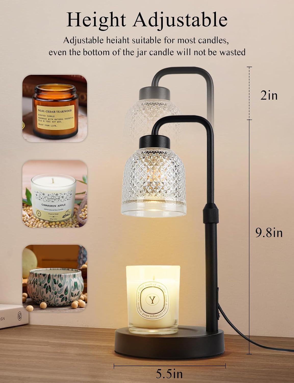 Candle Warmer Lamp with Timer Dimmable, Adjustable Lamp Candle Warmer, Birthday Gifts for Women Mom, Wax Warmer Lamp for Scented Jar, House Warming Gifts New Home Decor