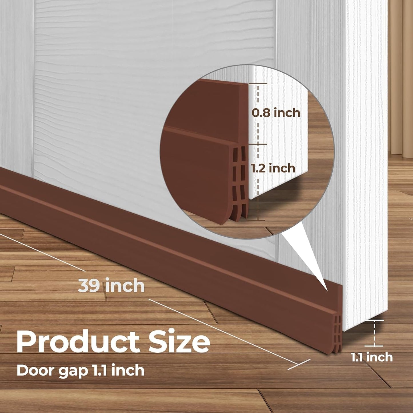 Ohuhu Door Draft Stopper, 1" Wide Adhesive Weather Stripping Seal, 39" | self-adhesive silicone, for interior exterior doors, 3-layer soundproof, save energy, blocks drafts, noise, light, dust, bugs
