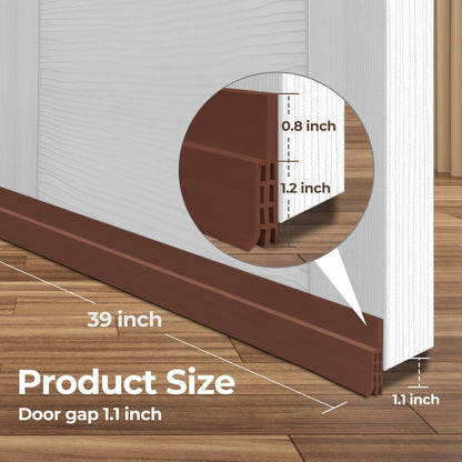 Ohuhu Door Draft Stopper, 1" Wide Adhesive Weather Stripping Seal, 39" | self-adhesive silicone, for interior exterior doors, 3-layer soundproof, save energy, blocks drafts, noise, light, dust, bugs
