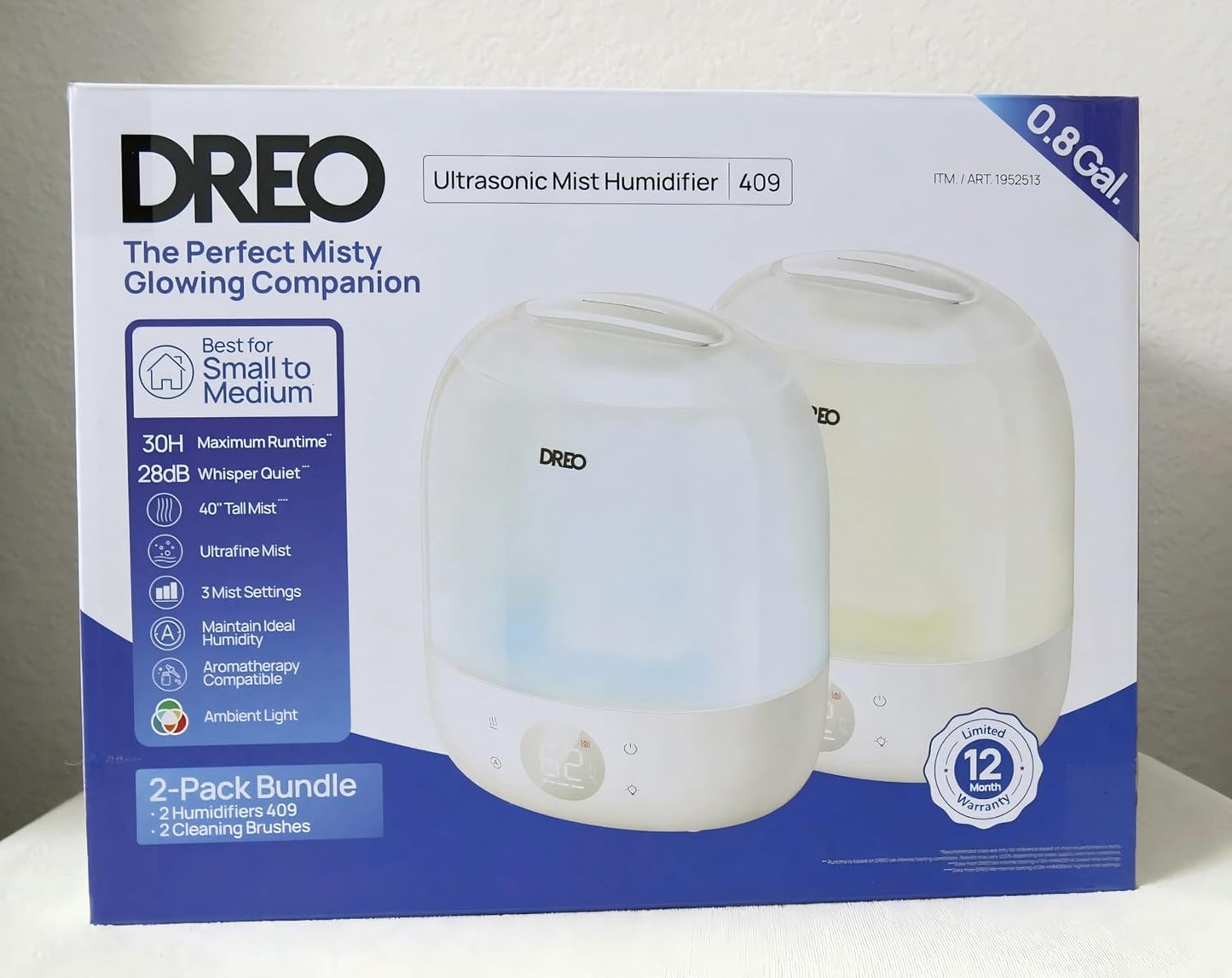 DREO Smart Humidifiers for Bedroom Baby, 30H & 28dB for Nursery | Top Fill Cool Mist Humidifiers, 1500+RGB Lights & Sleep Trainer, Air Humidifier for Plants, HM490，2-pack