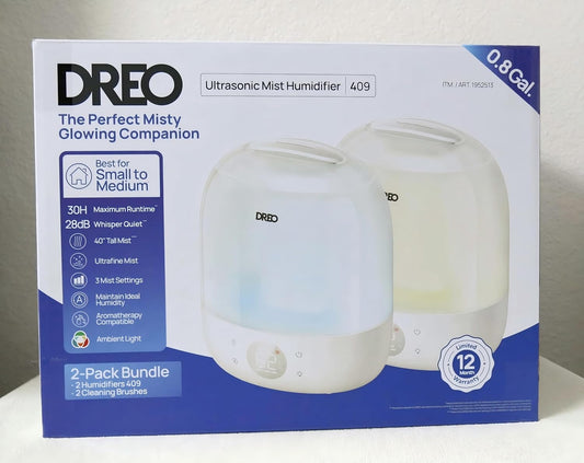 DREO Smart Humidifiers for Bedroom Baby, 30H & 28dB for Nursery | Top Fill Cool Mist Humidifiers, 1500+RGB Lights & Sleep Trainer, Air Humidifier for Plants, HM490，2-pack