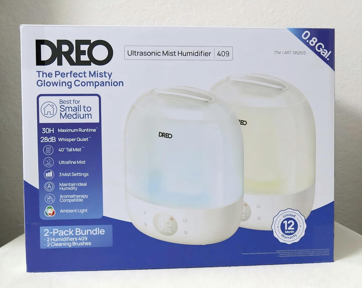 DREO Smart Humidifiers for Bedroom Baby, 30H & 28dB for Nursery | Top Fill Cool Mist Humidifiers, 1500+RGB Lights & Sleep Trainer, Air Humidifier for Plants, HM490，2-pack
