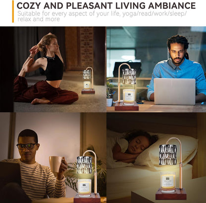 Candle Warmer Lamp with 3 Bulbs, Adjustable Height Dimmable Candle Warmer with Timer, Candle Lamp with Charming Gift Box Ribbon,Birthday Gifts for Women Mom, House Warming Gifts New Home Decor