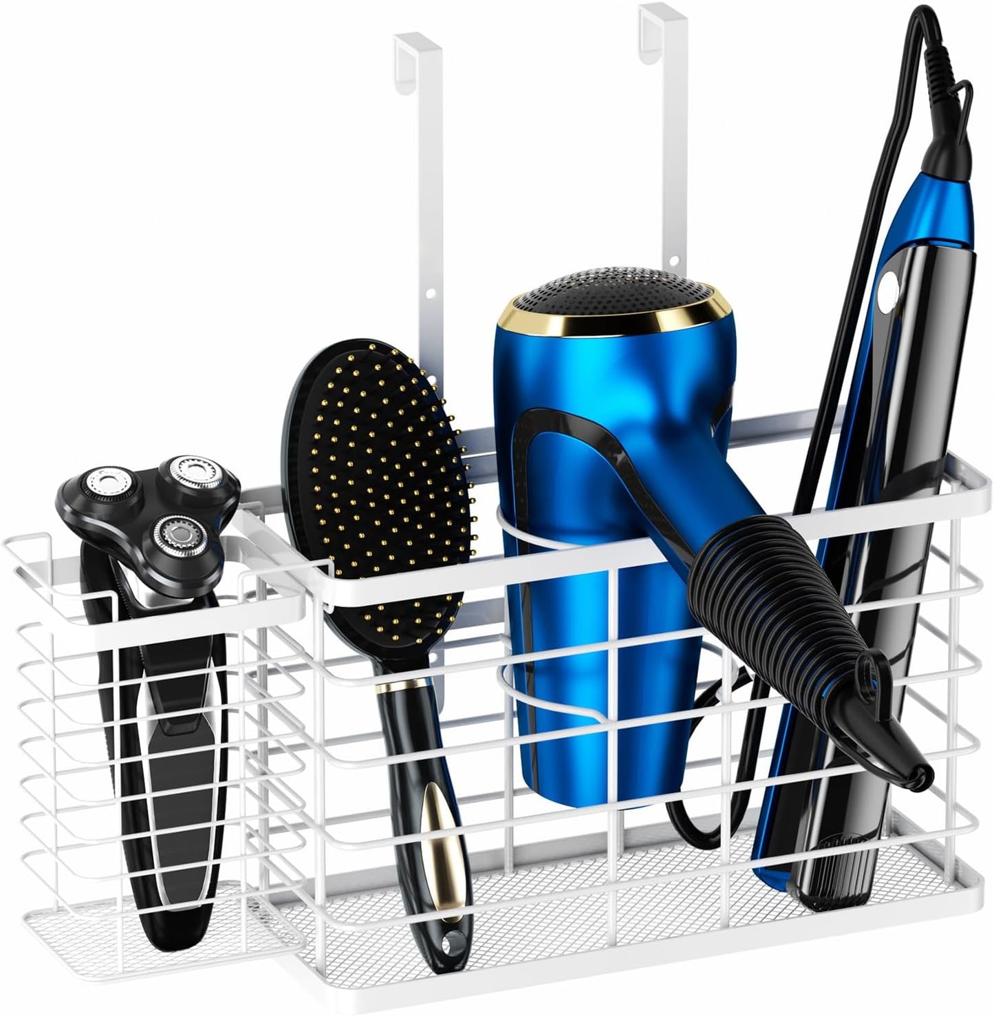 Hair Tool Organizer, Dryer Holder, 3 in 1 Blow Bathroom Organizer Wall Mounted/Cabinet Door for Flat Iron, Curling Straightener, Care & Styling Tools Storage Basket