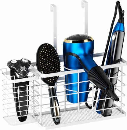 Hair Tool Organizer, Dryer Holder, 3 in 1 Blow Bathroom Organizer Wall Mounted/Cabinet Door for Flat Iron, Curling Straightener, Care & Styling Tools Storage Basket