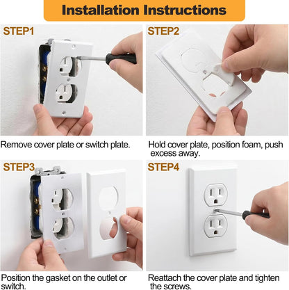 Fasmov 70 Pcs Wall Insulation Gasket, EVA Foam Outlet Sealers White Rectangle Weatherproof Gasket Sealer Energy Saving for Electrical Plates Switch Covers, 3 Sizes for Home & Commercial Use