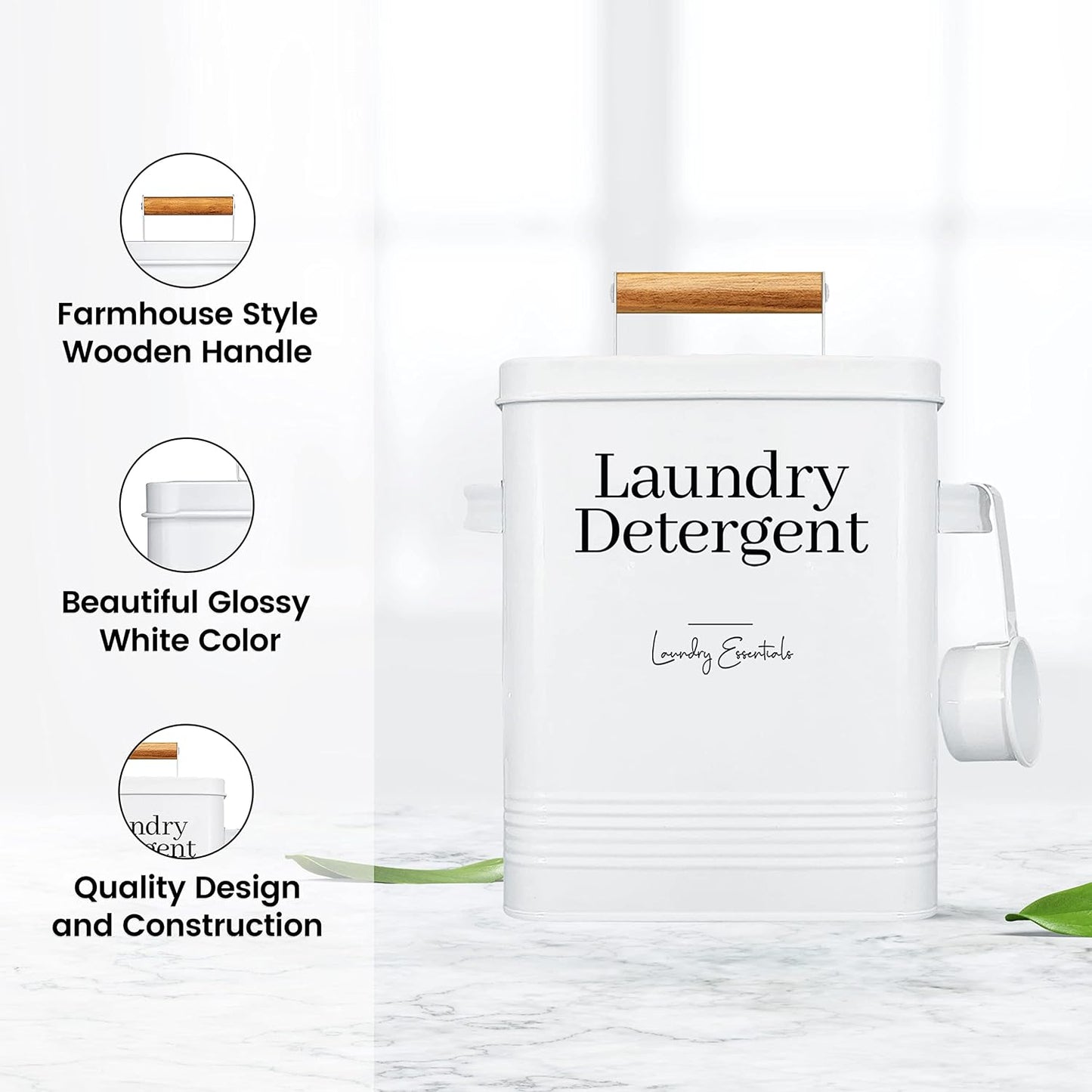 Modern Farmhouse Lint Bin for Laundry Room Decor and Accessories (White) | Metal Lint Bin for Laundry Decor and Laundry Room Organization, Laundry Trash Can, Lint Holder Bin