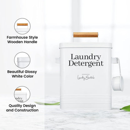 Modern Farmhouse Lint Bin for Laundry Room Decor and Accessories (White) | Metal Lint Bin for Laundry Decor and Laundry Room Organization, Laundry Trash Can, Lint Holder Bin