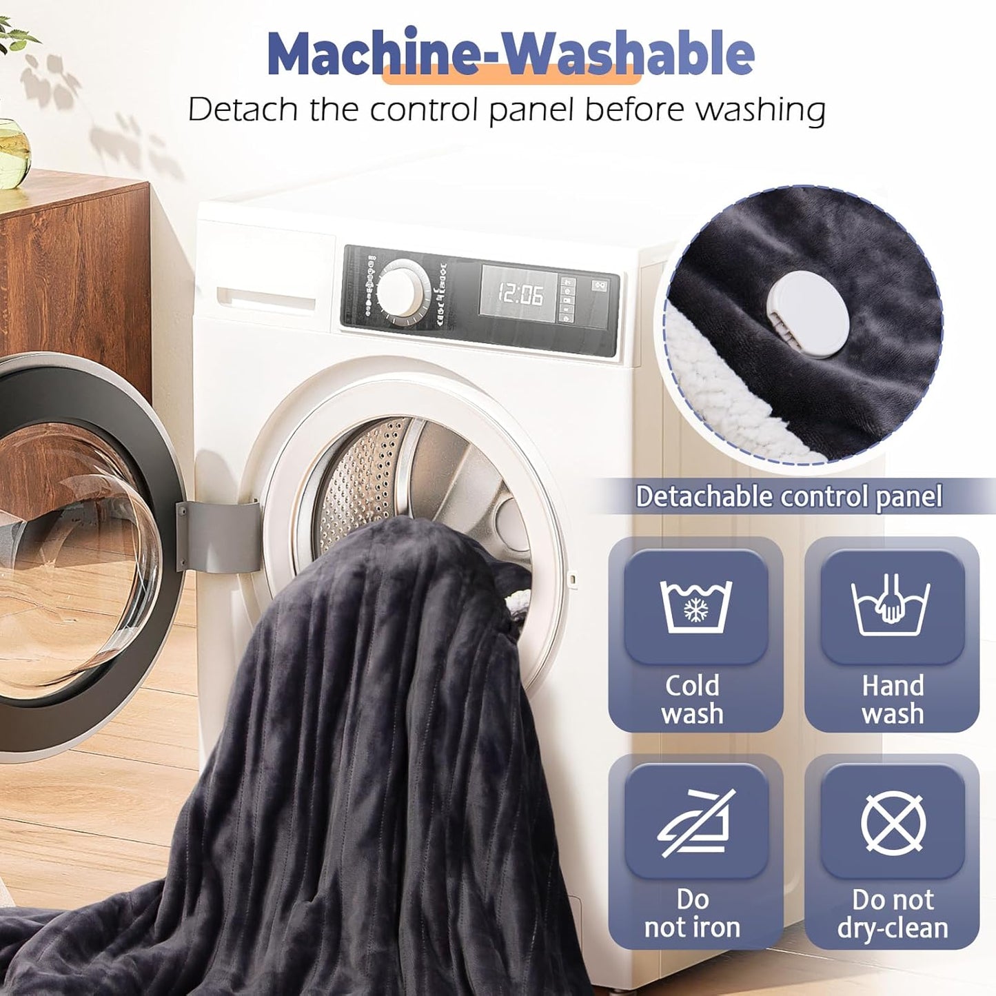 Wearable Heated Blanket with Foot Pocket, Electric Wearable Throw Blanket with Sleeves, Hood, Portable Heated Blanket with 8 Heat Settings, 1-10 Hours Auto Shut-off, Gift for Family, Friends, 50*70"