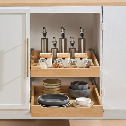 VEVOR Pull Out Cabinet Organizer, 14"W x 21"D Cabinet Drawer, Soft Close Slide out Shelf, Heavy-Duty Sliding Wood Drawer, Bottom Mount Size（14.5"W x 23"D）and Side Mount Size（15"W x 23"D） | Heavy-Duty Sliding Shelf with Bottom or Side Mounting for